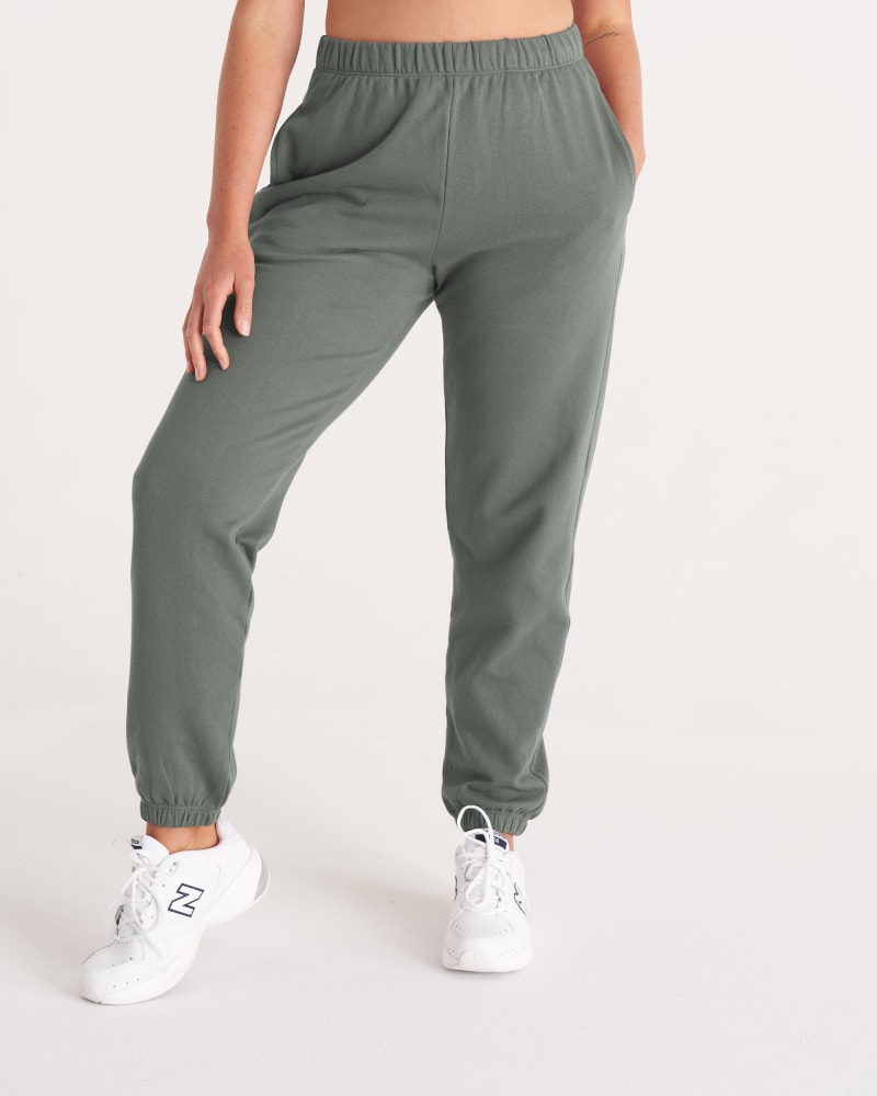 Front of a model wearing a size 3X The Sweat Pant in Thyme by The Standard Stitch. | dia_product_style_image_id:250494